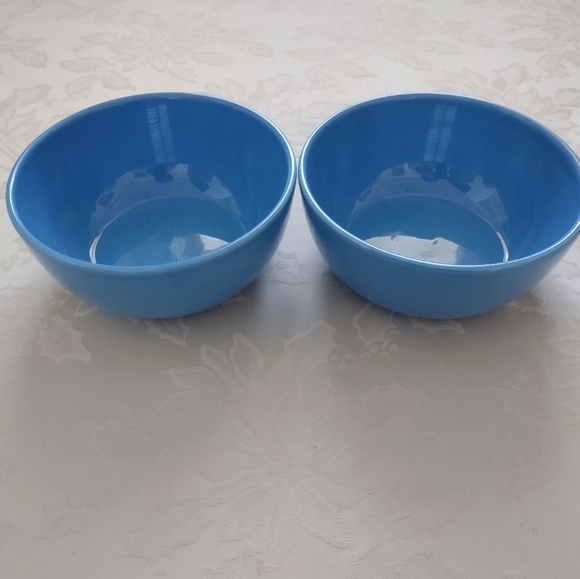 2 bowls Paradise turquoise blue Sonoma soup cereals